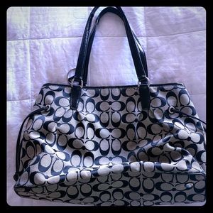 Black and gray Coach Purse